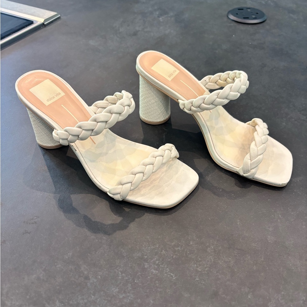 Dolce Vita Cream Braided Heeled Sandals
